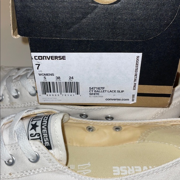 Converse Classic White Ballet Canvas Sneakers NWT size 7 - Picture 4 of 4